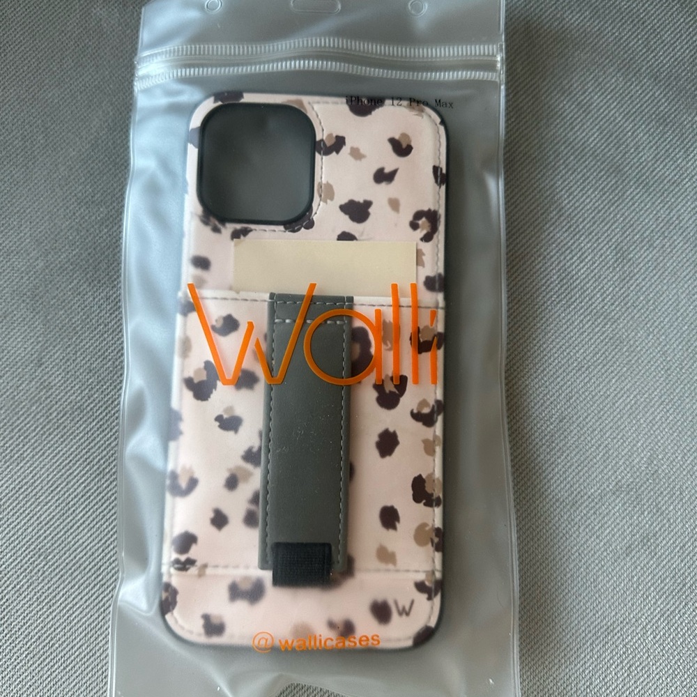 Walli Leopard Print Card Holder iPhone Case with Strap - Pink & Brown